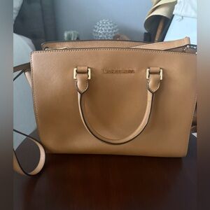 Michael Kors Camel Saffiano Leather Tote with Gold Hardware